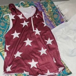 Star-Patterned Maroon Tank Top
